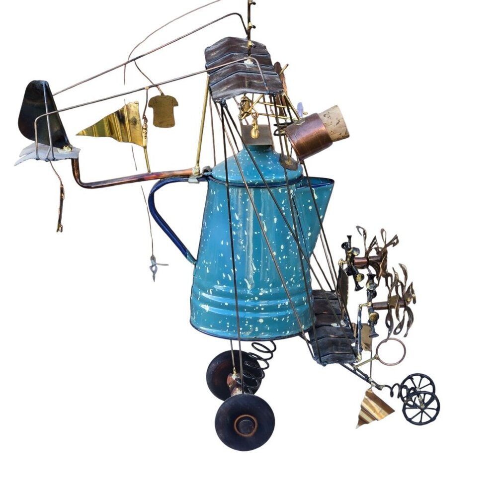 Wrong Bros Flying Machine Sculpture Reclaimed Assemblage Art Airplane Aircraft